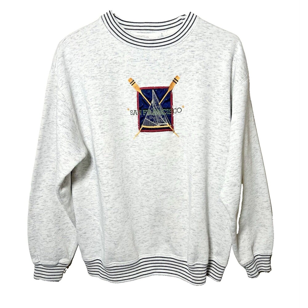 Vintage San Francisco Gray Heather Graphic Embroidered Crew Neck Pullover M